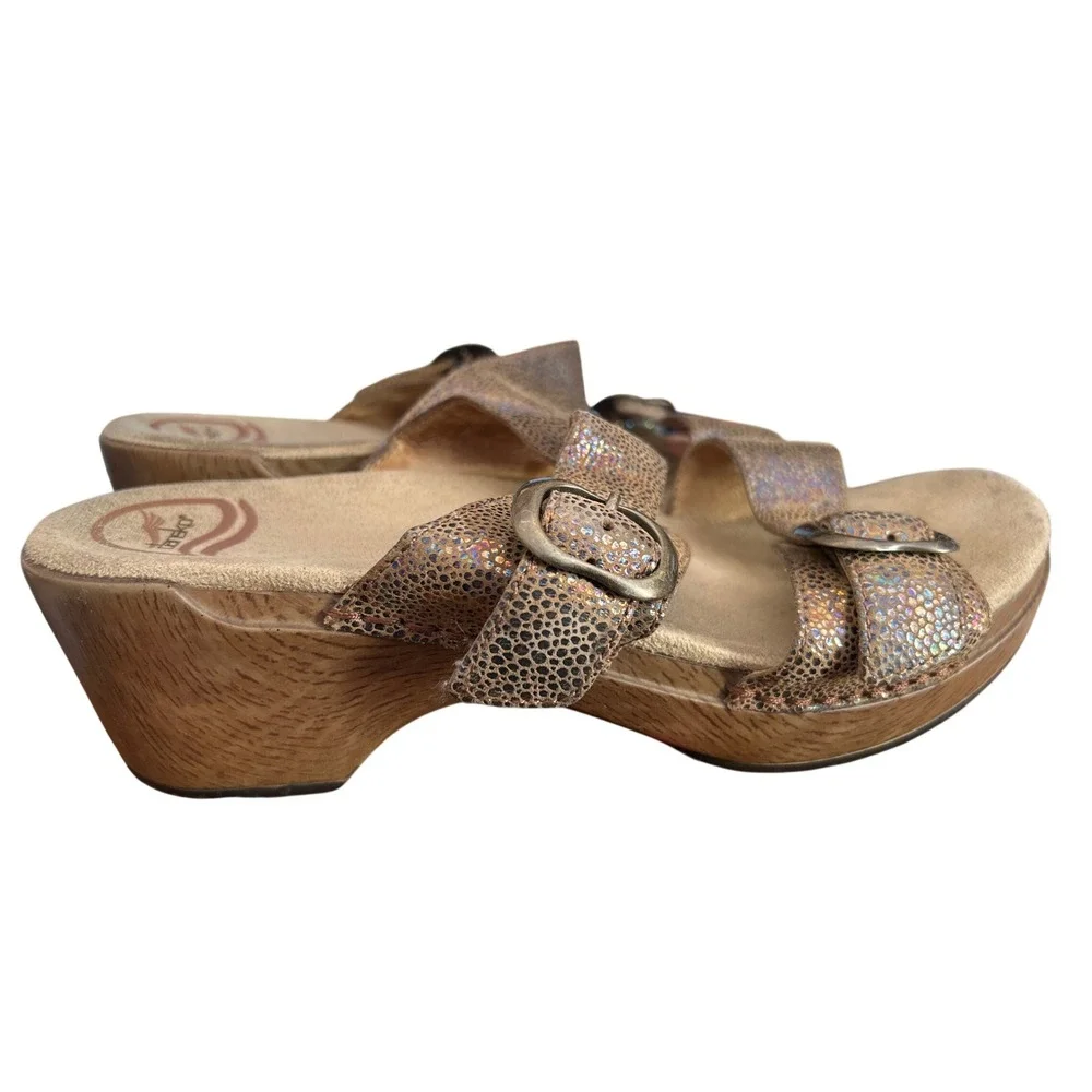2013 Dansko Wedge Sandals Boho Iridescent Metallic Festival Comfort 9841117000